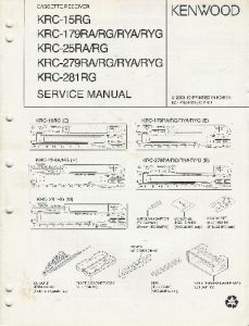 KRC-15RG / KRC-179RA/RG/RYA/RYG / KRC-25RA/RG / KRC-279RA/RG/RYA/RYG / KRC-281RG